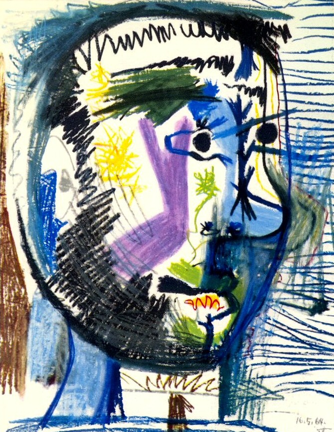 Пабло Пикассо. "Голова бородатого мужчины с сигаретой". 16.05.1964.